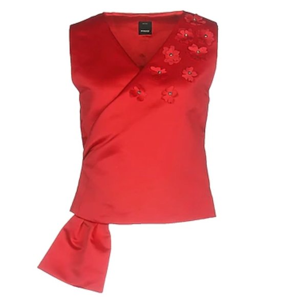 Pinko v-neck sleeveless red top - Picture 1 of 2